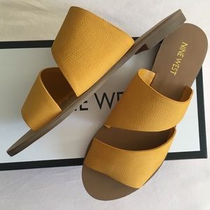 nine west em down leather slide sandal